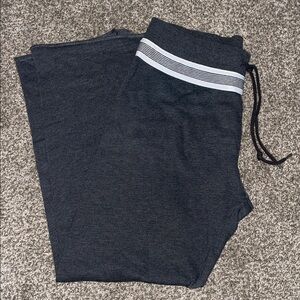 Victoria's Secret Charcoal Lounge Pants with White Stripe Around Top